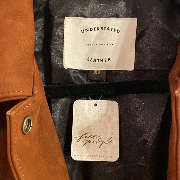 Free People Understated Brown Leather Fringe Mustang Jacket - Picture 4 of 7